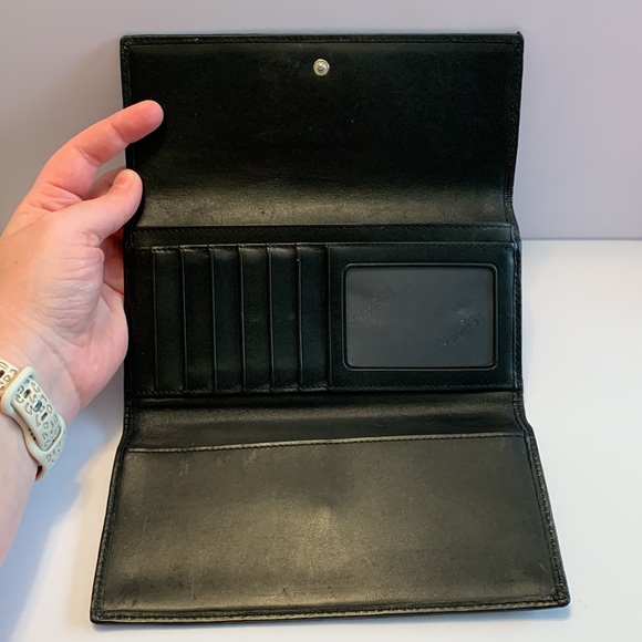 Vintage Coach Hamptons Black Signature Stripe Envelope Wallet - Picture 13 of 17